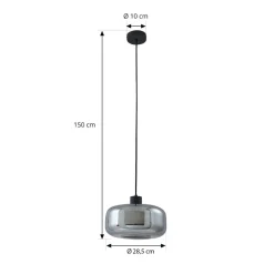 Lindby hængelampe Hildur, Ø 28,5 cm, 1 lyskilde, grå, glas