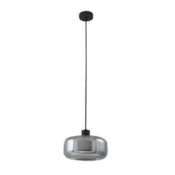 Lindby hængelampe Hildur, Ø 28,5 cm, 1 lyskilde, grå, glas