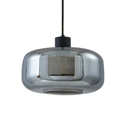 Lindby hængelampe Hildur, Ø 28,5 cm, 1 lyskilde, grå, glas