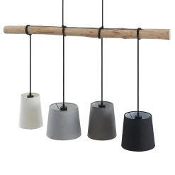 Lindby hængelampe Hinai, sort/grå/hvid, tekstil, 116 cm