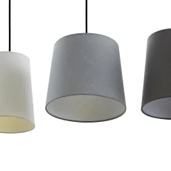 Lindby hængelampe Hinai, sort/grå/hvid, tekstil, 116 cm
