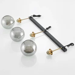 Lindby hængelampe Hiwana, røggrå, glas, 3 lyskilder