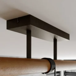 Lindby hængelampe Holgar, grå, 3 lyskilder, træ, metal, E27