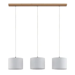 Lindby hængelampe Imarin, 3 lyskilder, hvid, tekstil, 100 cm