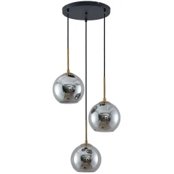 Lindby hængelampe Jurian, 32 cm, 3 lyskilder, bronze, røg, glas