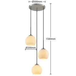 Lindby hængelampe Jurian, Ø 32 cm, 3 lyskilder, nikkel/opal, glas