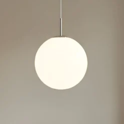 Lindby hængelampe Marike, Ø 30 cm, hvid, glas, kugle, E27