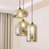 Lindby Hængelampe Marla, Rondell, Glas, røggrå, 50 cm