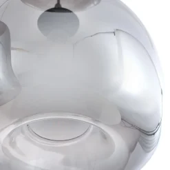 Lindby Hængelampe Marla, Rondell, Glas, røggrå, 50 cm