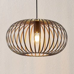 Lindby hængelampe Nahele, brun, metal, Ø 40 cm, E27