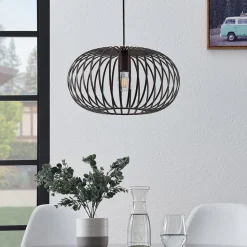 Lindby hængelampe Nahele, brun, metal, Ø 40 cm, E27
