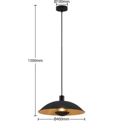 Lindby hængelampe Narisara, Ø 40 cm, E27, sort-guld