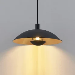 Lindby hængelampe Narisara, Ø 40 cm, E27, sort-guld