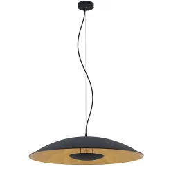 Lindby hængelampe Narisara, Ø 80 cm, E27, sort-guld
