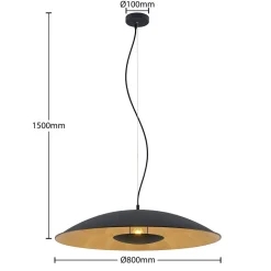 Lindby hængelampe Narisara, Ø 80 cm, E27, sort-guld