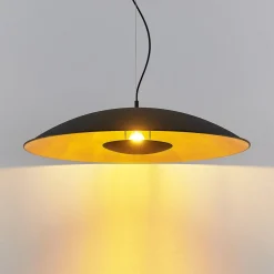 Lindby hængelampe Narisara, Ø 80 cm, E27, sort-guld