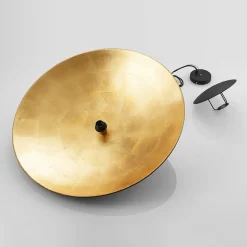 Lindby hængelampe Narisara, Ø 80 cm, E27, sort-guld