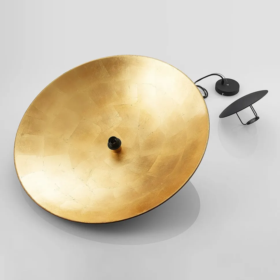 Lindby hængelampe Narisara, Ø 80 cm, E27, sort-guld