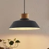 Lindby hængelampe Nefeli, Ø 42 cm, sort, træ, metal