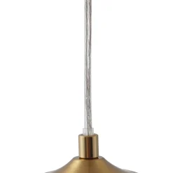 Lindby hængelampe Piatra, Ø45cm, 5 lyskilder, cognac/messing, glas