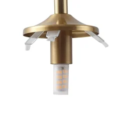 Lindby hængelampe Piatra, Ø45cm, 5 lyskilder, cognac/messing, glas