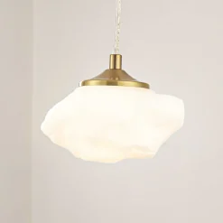 Lindby hængelampe Piatra, opal/messing, glas, Ø 16 cm, G9