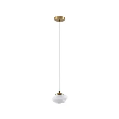 Lindby hængelampe Piatra, opal/messing, glas, Ø 16 cm, G9