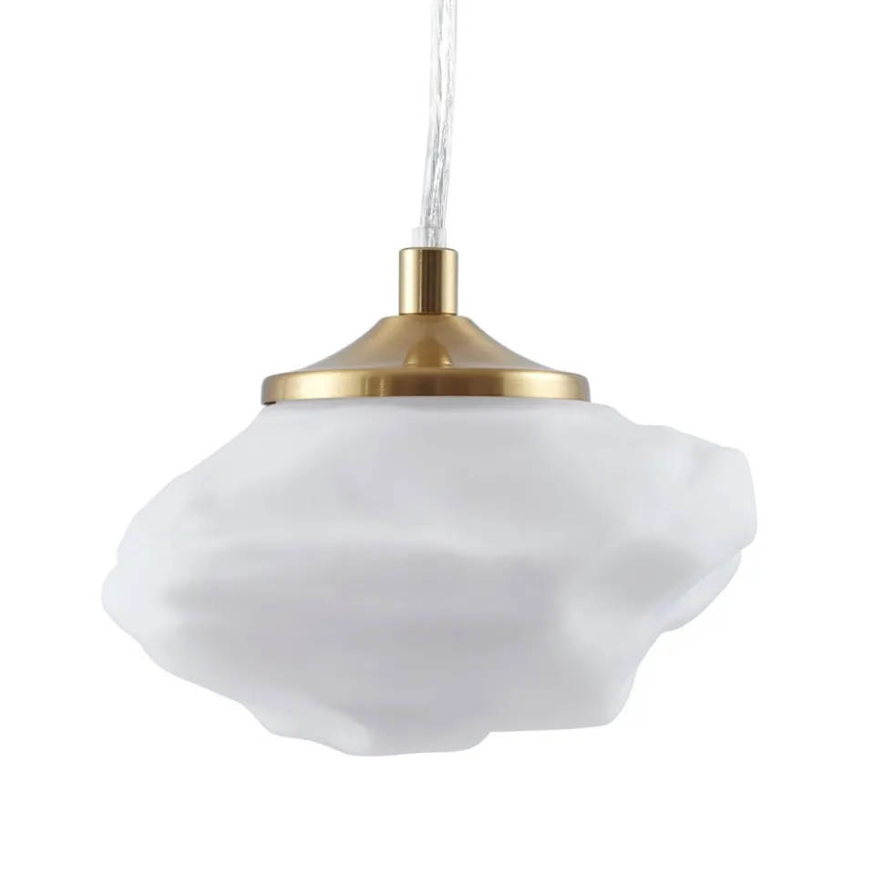 Lindby hængelampe Piatra, opal/messing, glas, Ø 16 cm, G9