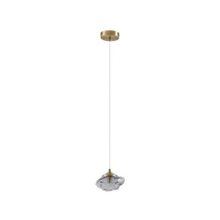 Lindby hængelampe Piatra, røg/messing, glas, Ø 16 cm, G9