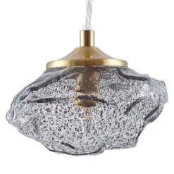 Lindby hængelampe Piatra, røg/messing, glas, Ø 16 cm, G9