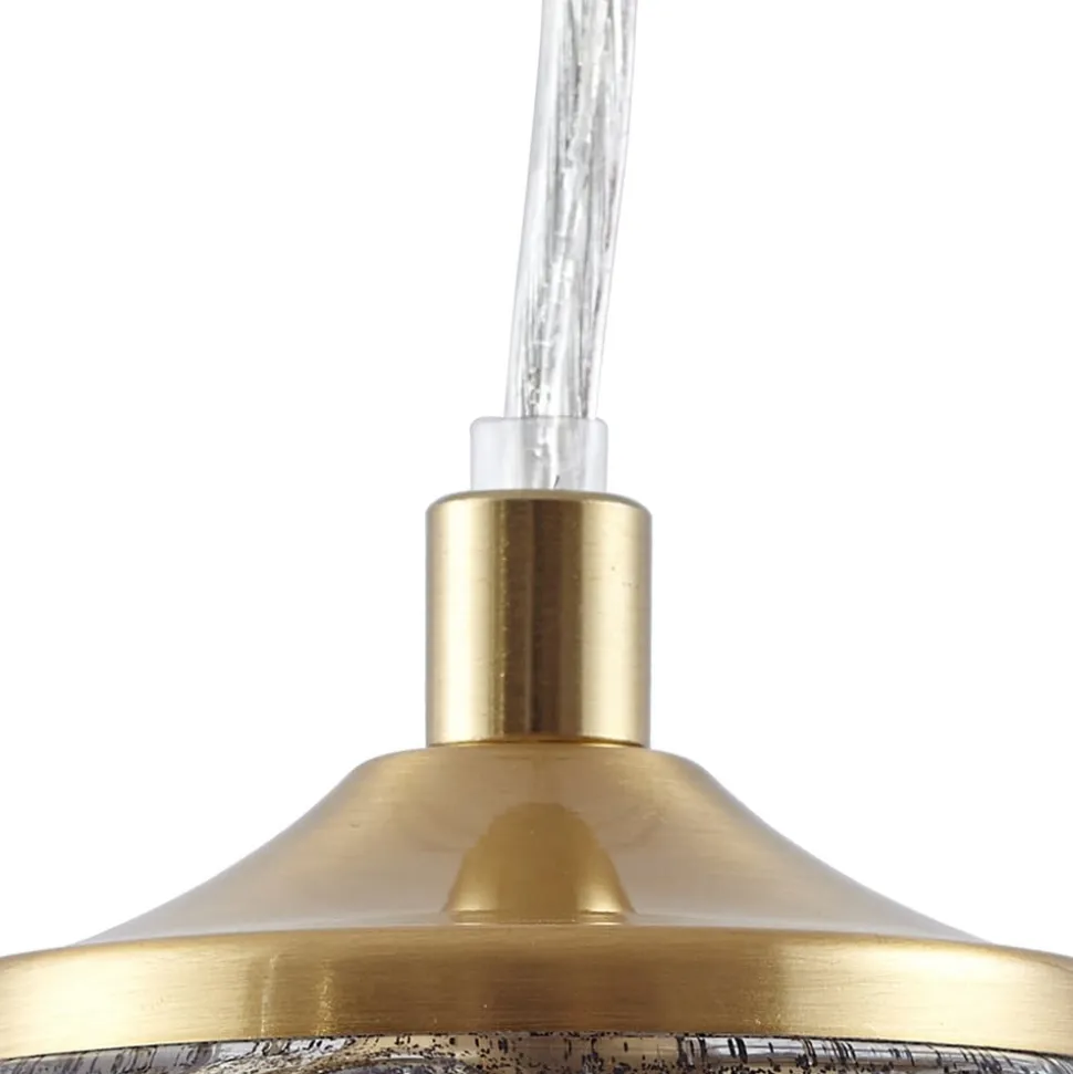 Lindby hængelampe Piatra, røg/messing, glas, Ø 16 cm, G9