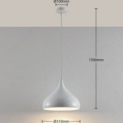 Lindby hængelampe Ritana, hvid, metal, Ø 31 cm, E27