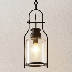 Lindby hængelampe Rozalie, sort, metal, lygte, 21cm