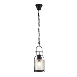 Lindby hængelampe Rozalie, sort, metal, lygte, 21cm