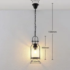 Lindby hængelampe Rozalie, sort, metal, lygte, 21cm