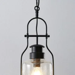 Lindby hængelampe Rozalie, sort, metal, lygte, 21cm