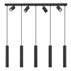 Lindby hængelampe Sanad, 116 cm, 9 lyskilder, sort, GU10