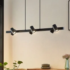 Lindby hængelampe Savoli, 116 cm, sort, 6 lyskilder, stål