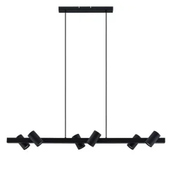 Lindby hængelampe Savoli, 116 cm, sort, 6 lyskilder, stål