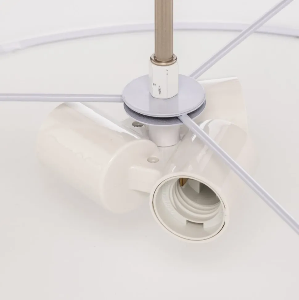 Lindby hængelampe Sebatin, Ø 50 cm, hvid, stof, E27