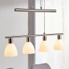 Lindby hængelampe Simeon, nikkelfarvet, glas, 73 cm, E14