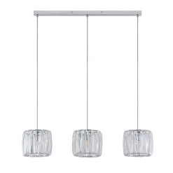 Lindby hængelampe Sofia, 107 cm, 3 lyskilder, E14, krom/klar