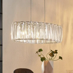 Lindby hængelampe Sofia, 68 cm, 3 lyskilder, E14, krom/klar