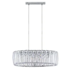 Lindby hængelampe Sofia, 68 cm, 3 lyskilder, E14, krom/klar
