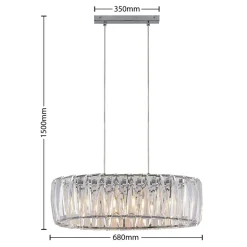 Lindby hængelampe Sofia, 68 cm, 3 lyskilder, E14, krom/klar