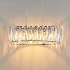 Lindby hængelampe Sofia, 68 cm, 3 lyskilder, E14, krom/klar