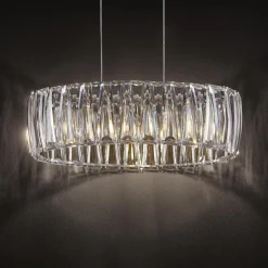 Lindby hængelampe Sofia, 68 cm, 3 lyskilder, E14, krom/klar
