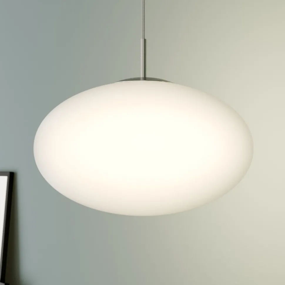 Lindby hængelampe Sonika, Ø 40 cm, nikkelfarvet, glas, E27