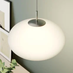 Lindby hængelampe Sonika, Ø 40 cm, nikkelfarvet, glas, E27