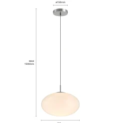 Lindby hængelampe Sonika, Ø 40 cm, nikkelfarvet, glas, E27
